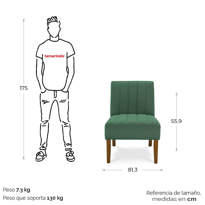 Sillon Tela Verde Cincuenta Y Nueve | Sillones y Ottomanes | salas